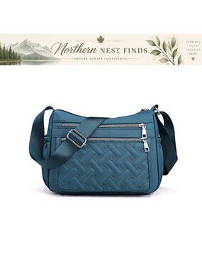 Nylon Crossbody Shoulder Bag Quilted Multi Pocket Travel Messenger Purse